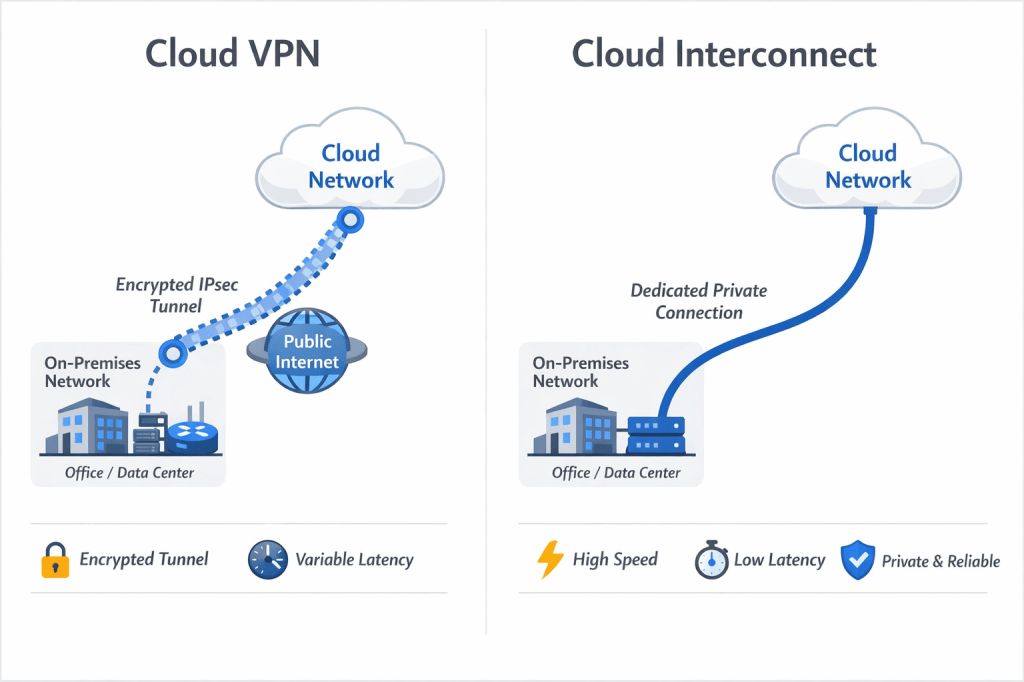 What is Cloud VPN and Cloud Interconnect in&nbsp;GCP